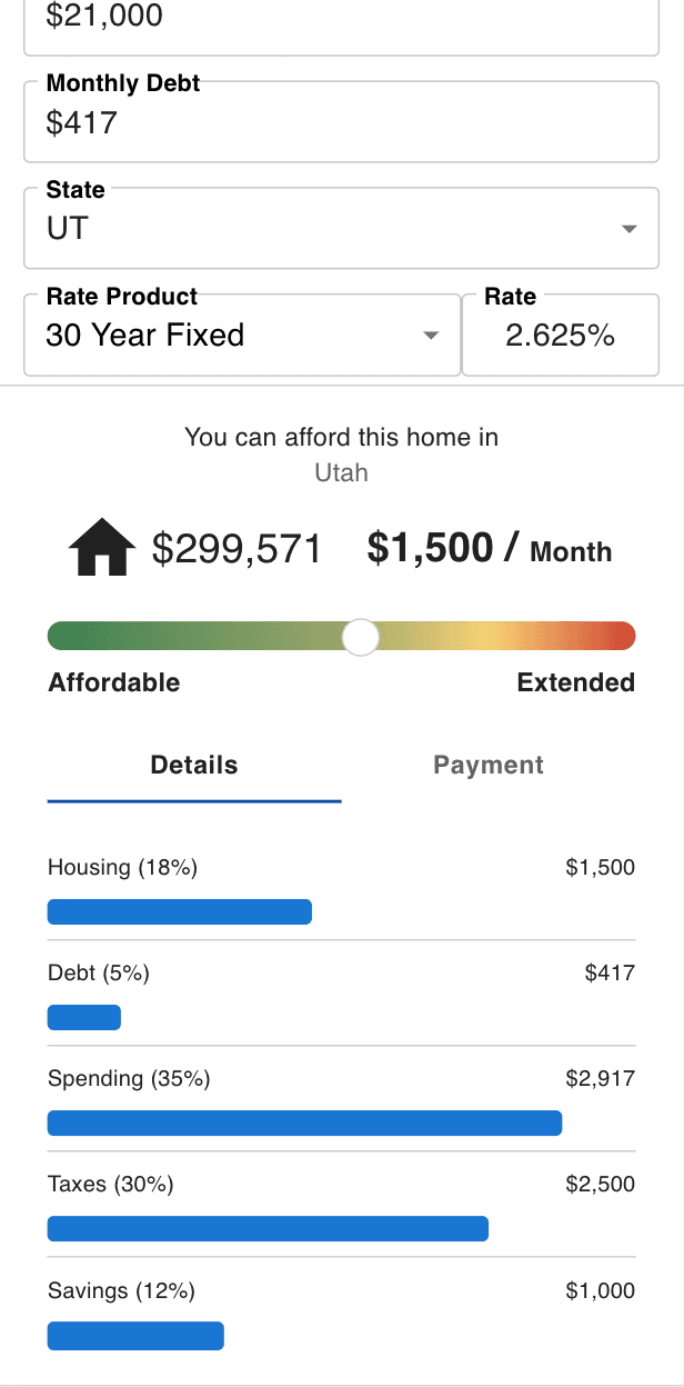 MortgageHog Affordability Calculator