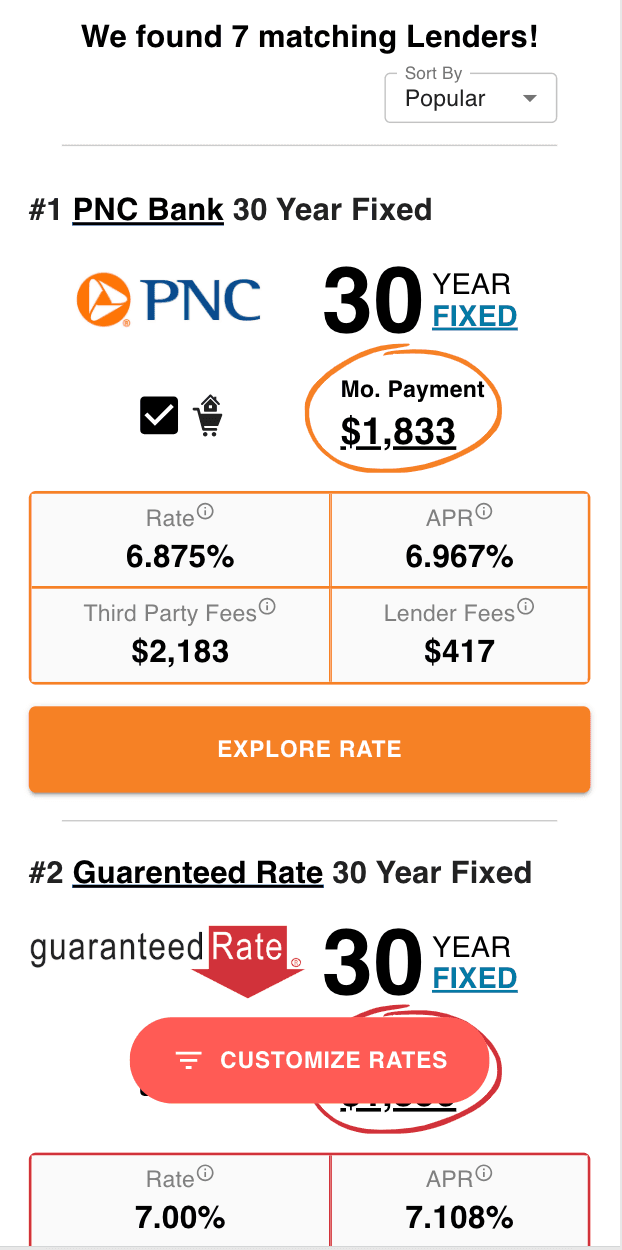 MortgageHog Rates Page